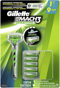 Aparelho de Barbear Gillette Mach3 Sensitive + 9 cargas - Gillette