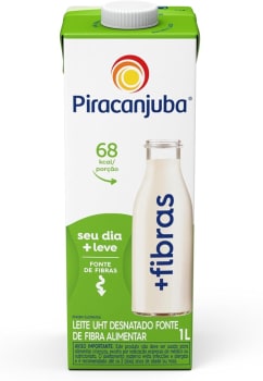 Piracanjuba + Fibras - Leite Desnatado, 1L,1 Unidade