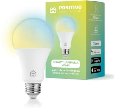 Smart Lâmpada Wi-Fi Positivo Casa Inteligente Branco Quente e Frio RGB LED 9W Bivolt- Compatível com Google e Alexa  