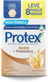 Sabonete em Barra Antibacteriano Protex Aveia + Prebióticos 85g Promo Leve 8 pague menos