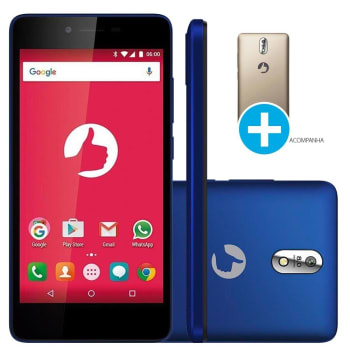 Smartphone Positivo Twist S520, 8GB, 8MP, Tela 5´, Azul + Capa Carregadora Dourada