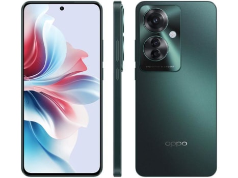 Smartphone OPPO Reno11 F 256GB Verde 5G 8GB RAM 6,7" Câm. Tripla + Selfie 32MP Dual Chip - Celular Oppo - Magazine