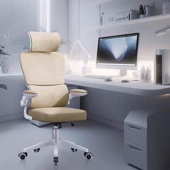 Cadeira de escritório com design ergonômico conforme NR-17, suporte lombar independente, malha respirável e encosto de cabeça ajustável,Python