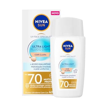 NIVEA SUN Protetor Solar Facial UV Face Specialist Ultra Light Fluido Diário FPS 70 Cor Clara 40ml, Muito Alta Proteção UVA/UVB, Hidratação Imediata
