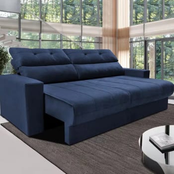 Sofá 3 Lugares Clean Retrátil Reclinável Cama Inbox - Azul - Liso