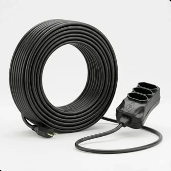 Extensão Elétrica 30 Metros Reforçada 3 Tomadas Cabo Resistente 10a 20a Bivolt Uso Profissional Residencial Obra Alta Durabilidade