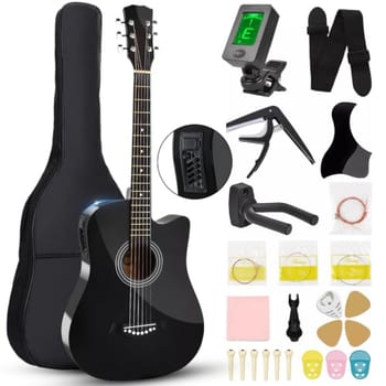 38 Polegadas Guitarra EletroacúStica Kit, Corpo de Violão em Tília