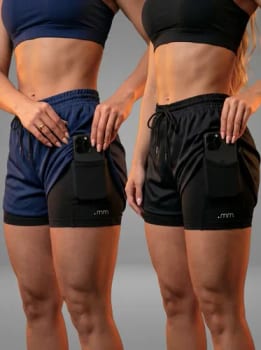 Kit 2 Short Duplo Compressão Fitness Bermuda Treino Feminino - R$ 60,88