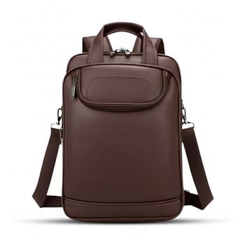 Mochila Couro Reforçada Executiva Grande Mochila para Notebook Trabalho Viagem Escola com Cabo de Aço Impermeável (Marrom)