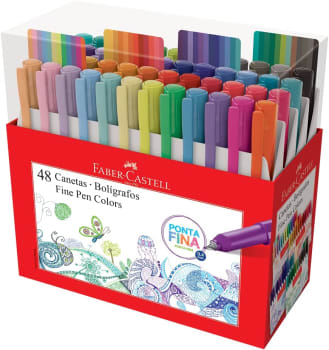  Caneta Ponta Fina, Faber-Castell, Fine Pen Colors, 48 Cores 