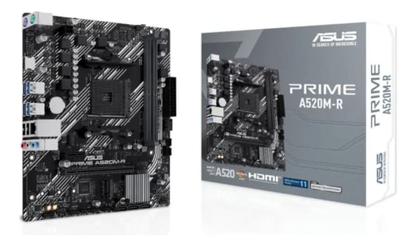 Placa Mãe Asus Prime A520m-r Am4 Ddr4 M.2 Chipset A520 Hdmi Preto