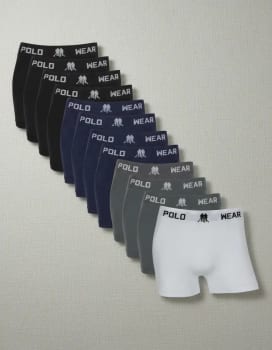 Kit 12 Cuecas Boxer Polo Wear Masculino Microfibra Sortida