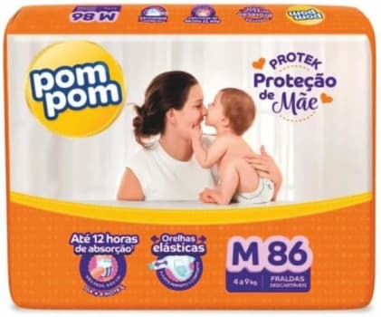 Fralda Pom Pom Protek Proteção De Mãe Hiper M 86 Unidades