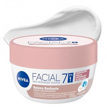 NIVEA Creme Facial Uniformizador Beleza Radiante 7 em 1 100g, Reduz Marcas Escurecidas, Controla Oleosidade, Pele Uniforme, Extrato de Pérolas
