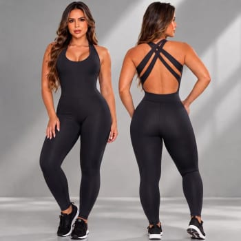 Macacão Fitness Academia Zero Transparência Treino Ginástica