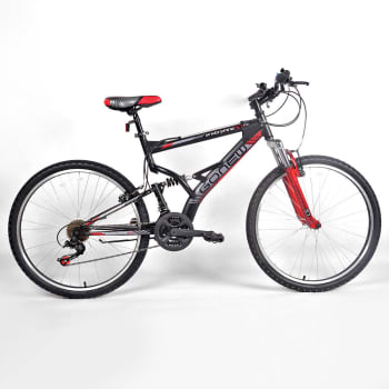 Bicicleta Gonew ENDORPHINE 5.7 Thumb Shifter- Shimano Alumínio Aro 26 - Full Suspension 2015 - Preto e Vermelho