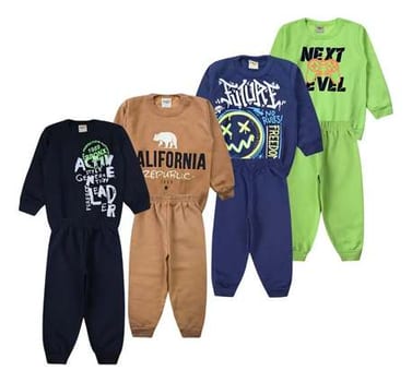 Kit 6 Peças Moletom Masculino 3 Conjunto Inverno Infantil
