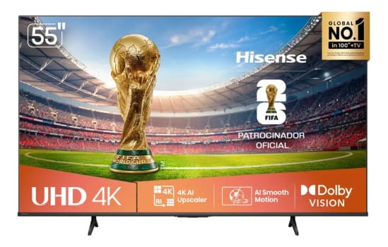 Smart TV Hisense 4K 55 Polegadas 55A6NV com Dolby Vision, HDR10, HLG, Dolby Gaming, Film Maker, DTS Virtual X, Compatibilidade Alexa e Google Home