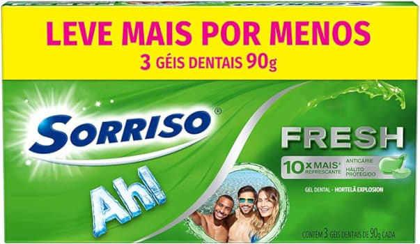 2 Pacotes Creme Dental Sorriso Fresh Hortela Explosion 90G Promo Total 6 Unidades