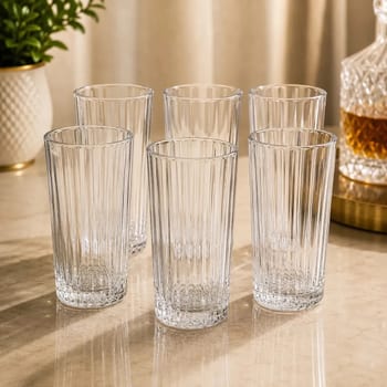 Jogo 6 Copos de Vidro Celina 320ml EPM IMPORTS Copo Alto Transparente para Água Suco Refrigerante Drinks Kit 6 Unidades Resistente