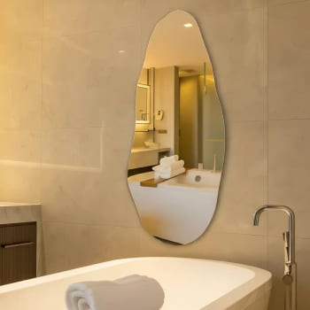 Espelho Orgânico 70cm Decoração Lapidado Design Moderno Luxo Quarto Sala Banheiro Hall Decorativos Camarin Polido Sem Moldura Vmex