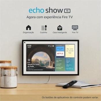 Echo Show 15: Smart Display Full HD de 15,6" com Alexa e experiência Fire TV | Streaming, organização e casa inteligente | Controle remoto incluso