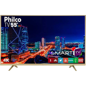 Smart TV LED 55" Philco PTV55U21DSWNC UHD 4K com Conversor Digital 3 HDMI 2 USB Wi-Fi Netflix - Champagne
