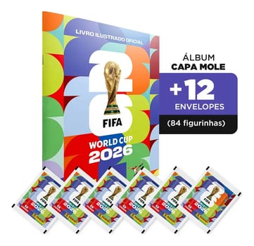 Àlbum Copa Do Mundo Fifa 2026 + 84 Figurinhas Capa mole (12 envelopes)