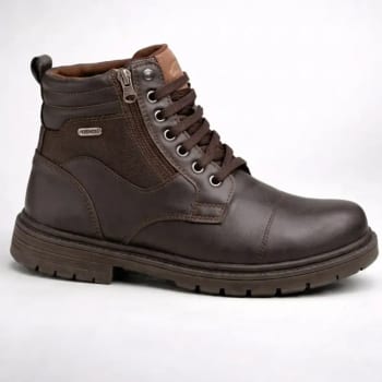 Bota Coturno Masculino Cadarço Zíper Motoqueiro Palmilha Gel