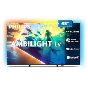 PHILIPS, Smart TV Ambilight 65" 4K, Titan OS, 65PUG8100/78, Comando de Voz, HDR10+/Dolby Atmos, VRR/ALLM, Bluetooth