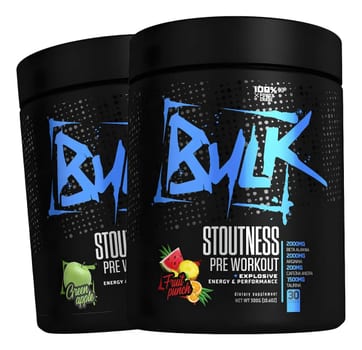 Kit 2x Pré Treino Bulk Nutrition Stoutness 300g Maçã E Frutas