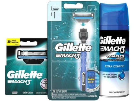 Kit de Barbear Gillette - Mach3 Aqua-Grip