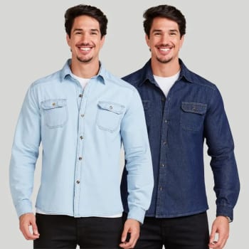 Kit 2 Camisa Masculina Jeans Social Slim Importada