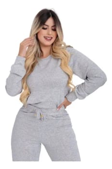 Conjunto Feminino De Frio 2 Peças Moderno Confortável