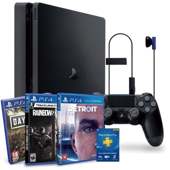 Console Sony PlayStation 4 Hits Bundle 1TB - Days Gone + Detroit Become Human + Tom Clancy´s Rainbow Six - CUH-2214B