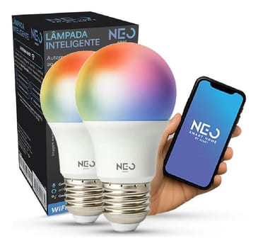 Kit 2 Lampadas Led Pera Smart Inteligente Wi Fi 2.4ghz Alexa Google 10w Rgb 2700k/6500k Branco Quente/neutro/frio E27 Cod: 290028177-2 Avant Neo