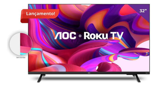 Smart TV LED 32" AOC LCD HD com Wi-Fi 2 USB 3 HDMI Controle Remoto Aplicativo Roku Botão Netflix - 32S5135/78G