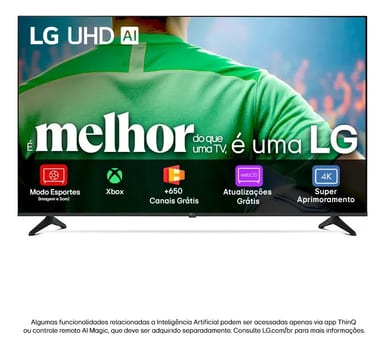 Smart TV LG UHD AI UA75 50 polegadas HDR10 Pro Processador α7 AI Ger8 webOS 25