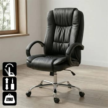 Cadeira escritório presidente ergonômica couro cor preto K Nakasaki