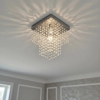 Lustre De Cristal Acrílico 20x20 E27 Vai Montado Sala Quarto