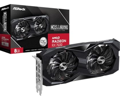 Placa de Vídeo ASRock Radeon RX 7600 Challenger OC, 8GB, GDDR6, 128-Bit, FSR, Ray Tracing, Preto