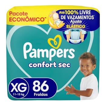 Fralda Pampers Confort Sec Tamanho XG, 86 Unidades