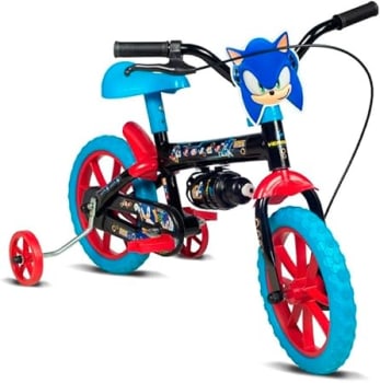 Verden Bicicleta Infantil Sonic Aro 12 Preta e Azul com rodinhas e garrafinha