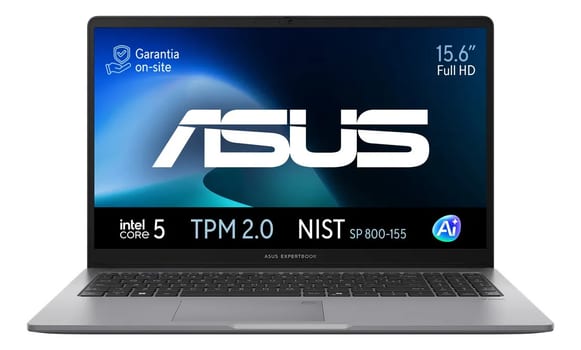Notebook ASUS ExpertBook P1 (P1503CVA), Intel Core 5 210H, 16GB RAM, 512GB SSD, W11 Home, Tela 15.6' FHD, Misty Grey, Garantia on-site de 3 anos