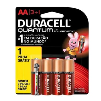 Pilha Alcalina Duracell Quantum, AA Pequena, com 4 Unidades - 7058