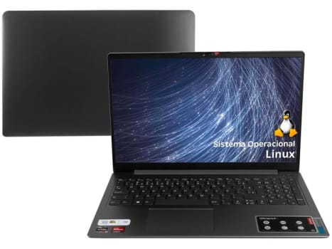 Notebook Lenovo Ultrafino IdeaPad 3 Ryzen 5-5500U 8GB SSD 256GB AMD Radeon Graphics Tela 15.6" FHD Linux - 82MFS00100