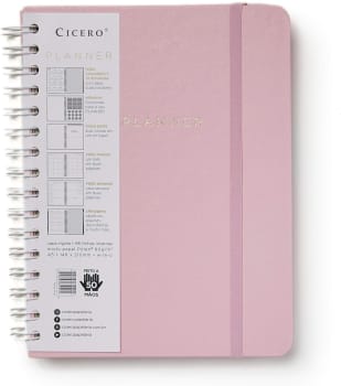 Planner Wire-o Pastel Rosa Mensal e Semanal 96 Folhas Papel Pólen 80g/m² Tamanho A5 (Grande)