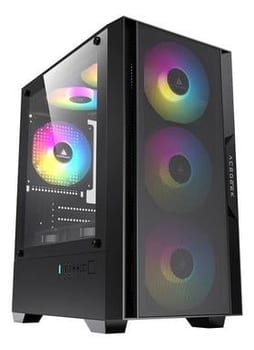 Gabinete Gamer Acegeek Stratus Mesh Preto Mid-Tower com Lateral de Vidro