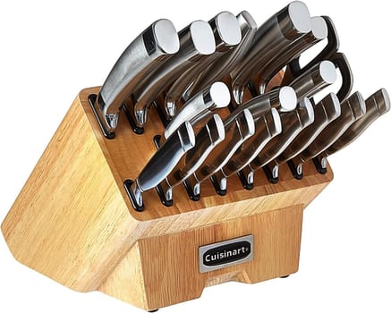 Conjunto de Facas Normandy Cuisinart 19 Peças em Aço Inoxidável com Porta Faca de Madeira