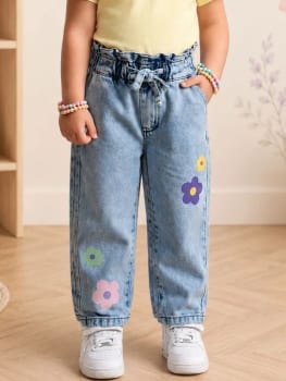 Calça Jeans Infantil Menina Com Cintura Elastica